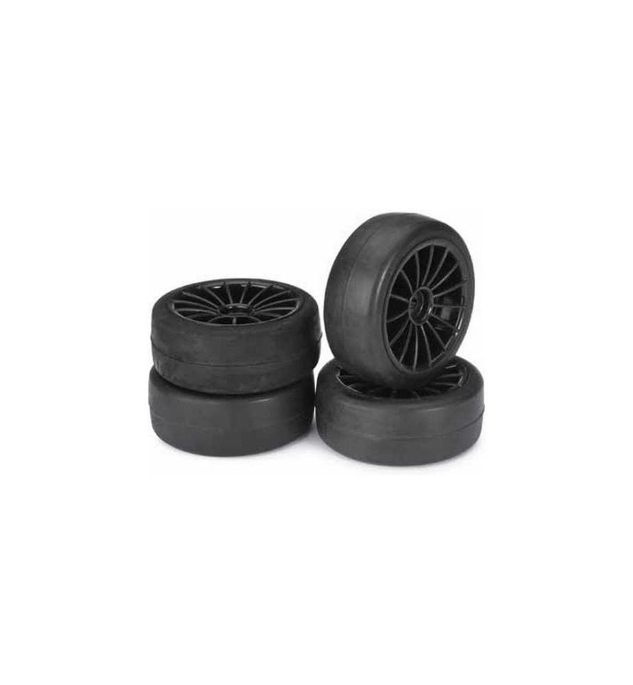 Set de roues Absima Onroad 20 rayons / Slick Noir 1:10 (4)