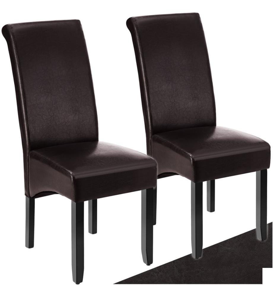 Chaise aspect cuir - marron, Lot de 2
