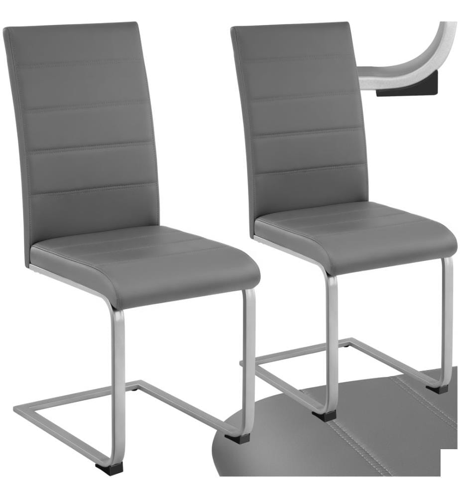 Chaises de Salle à Manger BETTINA Rembourrées Pieds en métal Argentés Design Moderne - gris, Lot de 2