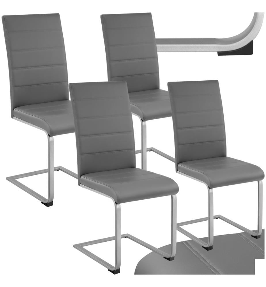 Chaises de Salle à Manger BETTINA Rembourrées Pieds en métal Argentés Design Moderne - gris, Lot de 4