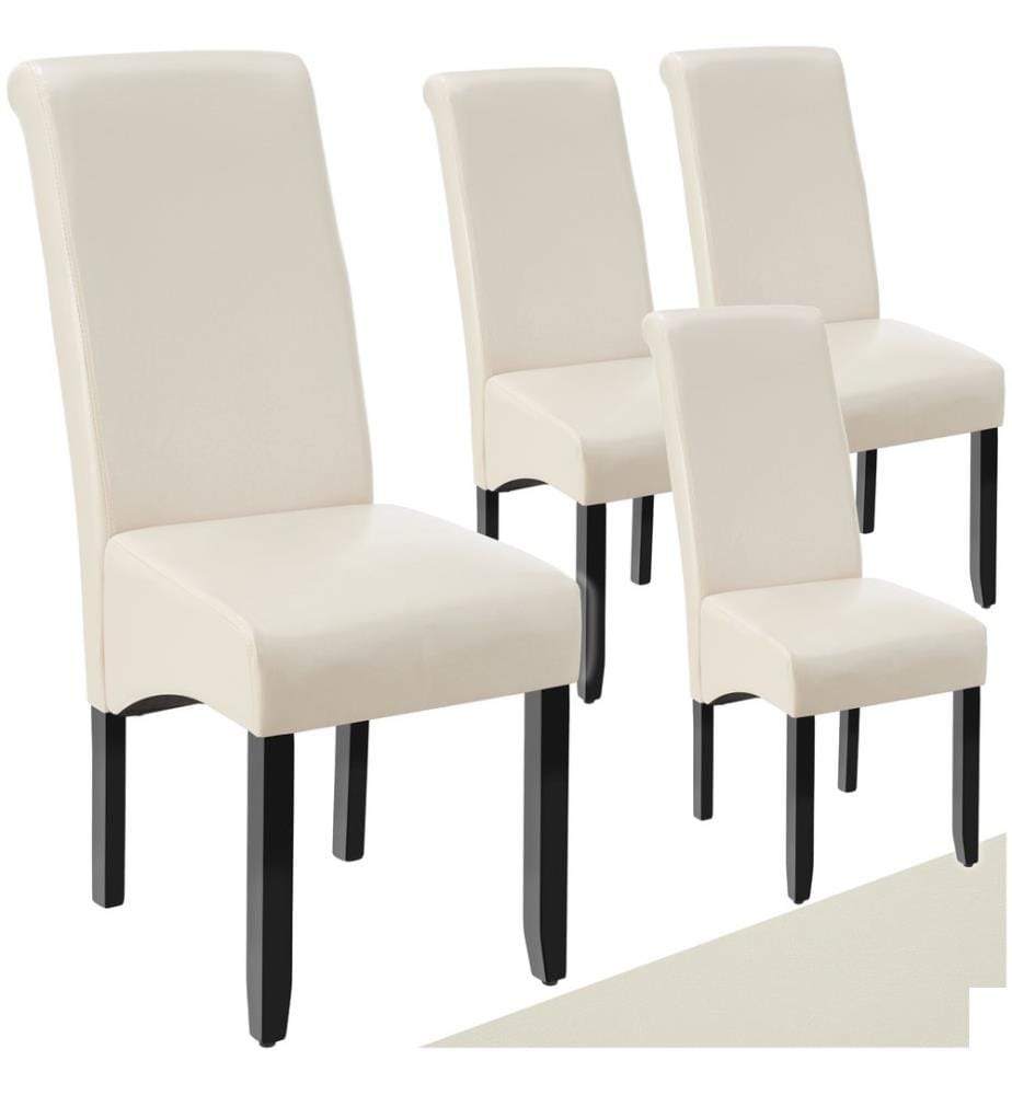 Chaise aspect cuir - crème, Lot de 4