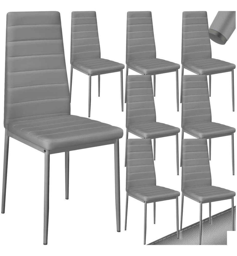 Lot de chaises avec surpiqûre - gris, Lot de 8
