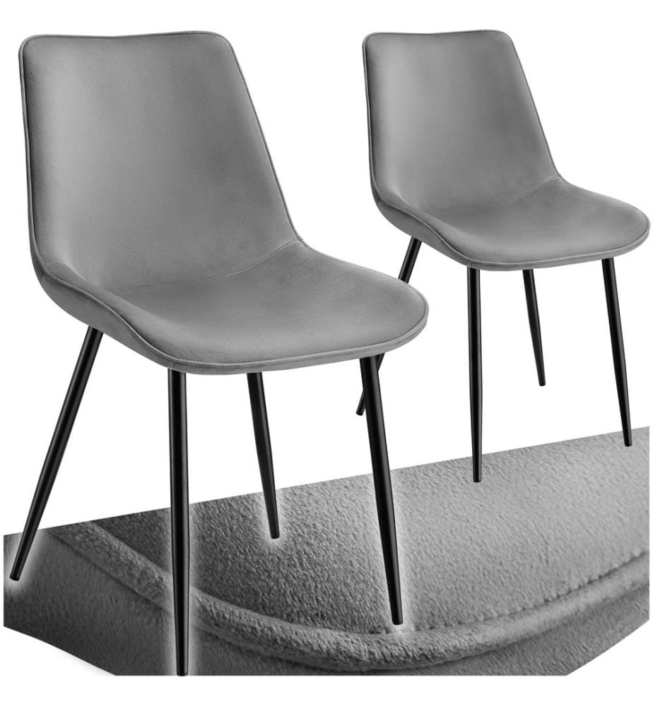 Lot de chaises de salle à manger Monroe aspect velours - gris, Lot de 2