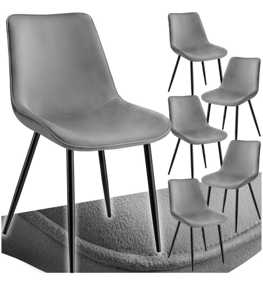 Lot de chaises de salle à manger Monroe aspect velours - gris, Lot de 6