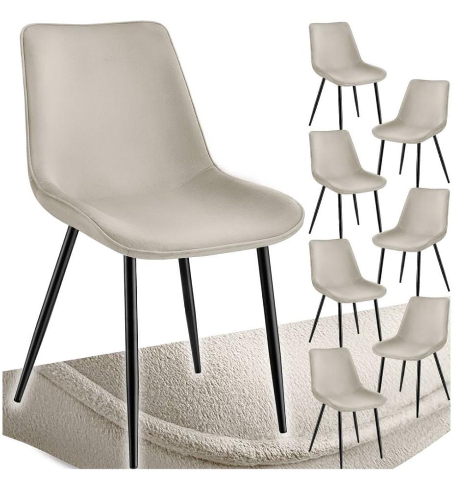 Lot de chaises de salle à manger Monroe aspect velours - crème, Lot de 8