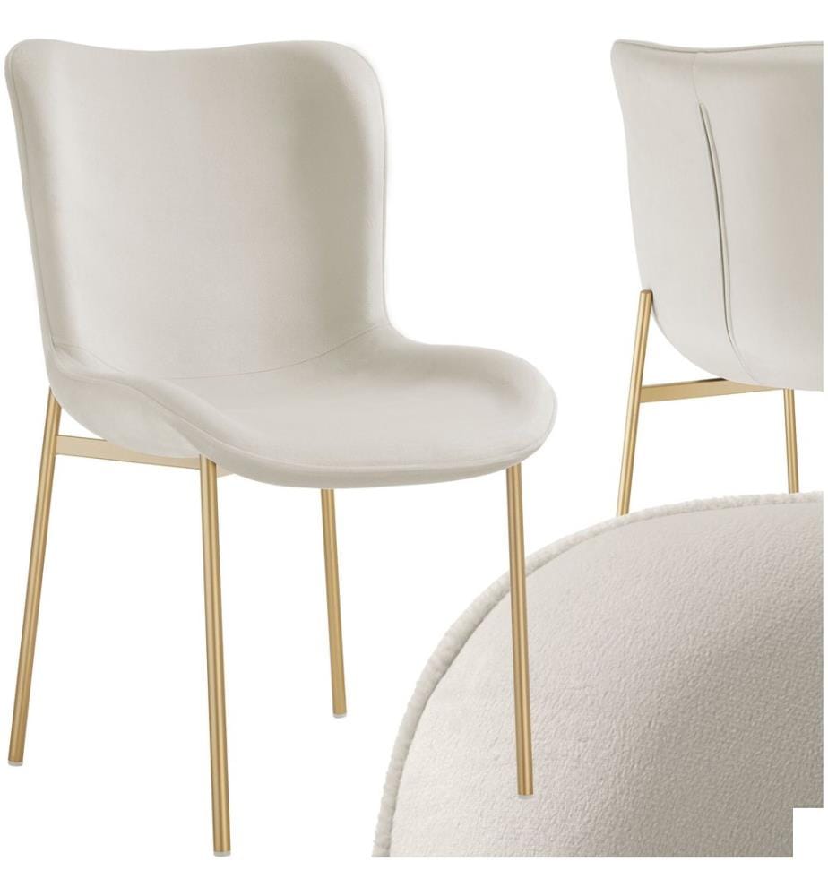 Chaise rembourrée Tessa - Aspect velours beigedoré, par pièce