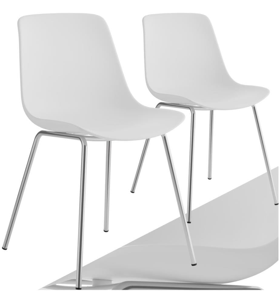Chaises en plastique MAVE ergonomiques, 120 kg - blancgris chrome, Lot de 2