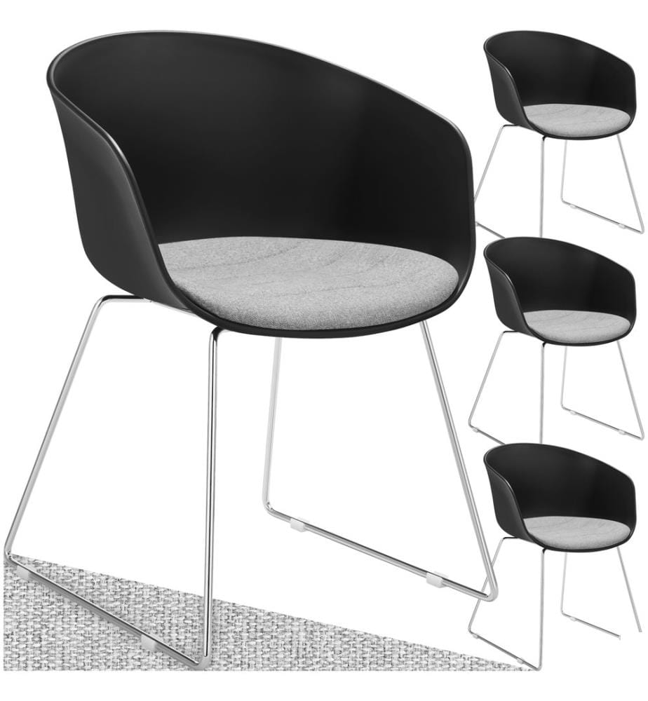Fauteuils avec accoudoirs en plastique LOGART rembourrés - Lot de 4