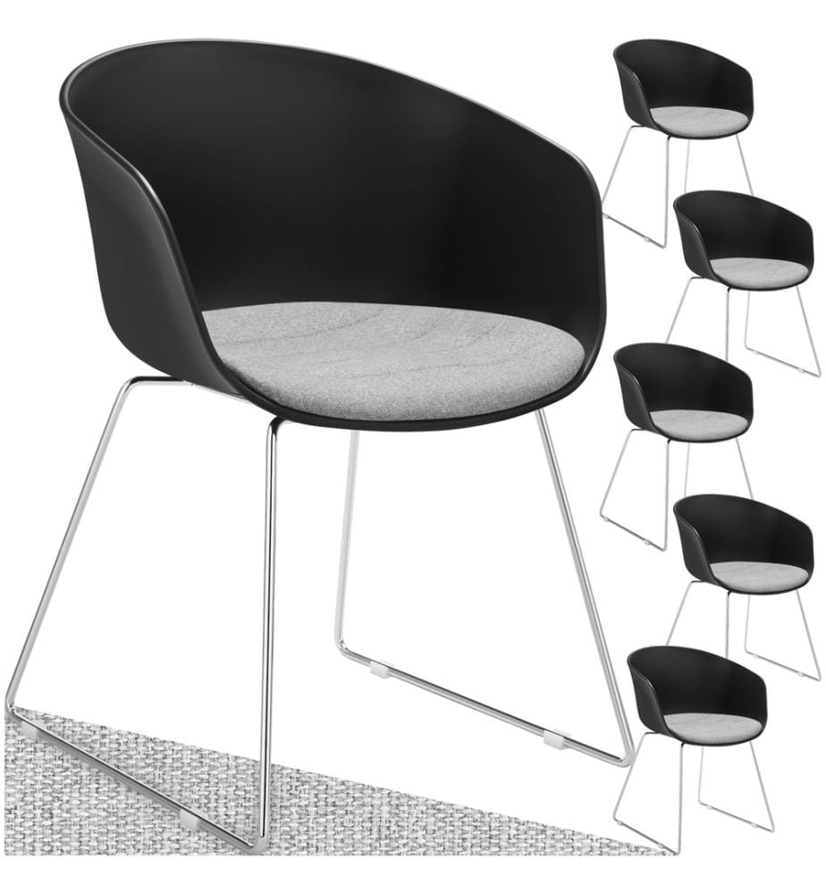 Fauteuils avec accoudoirs en plastique LOGART rembourrés - Lot de 6