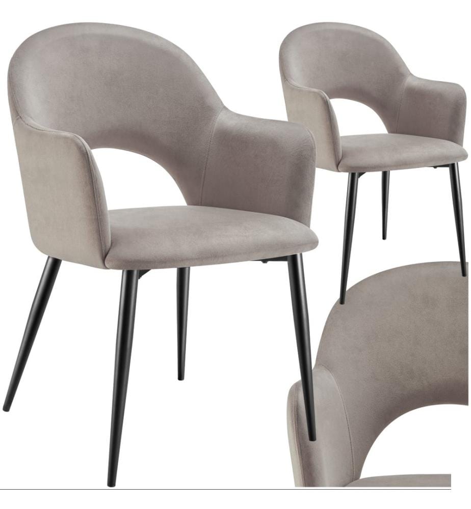 Fauteuil rembourré SACHEL aspect velours capacité de 120 kg - taupe, Lot de 2