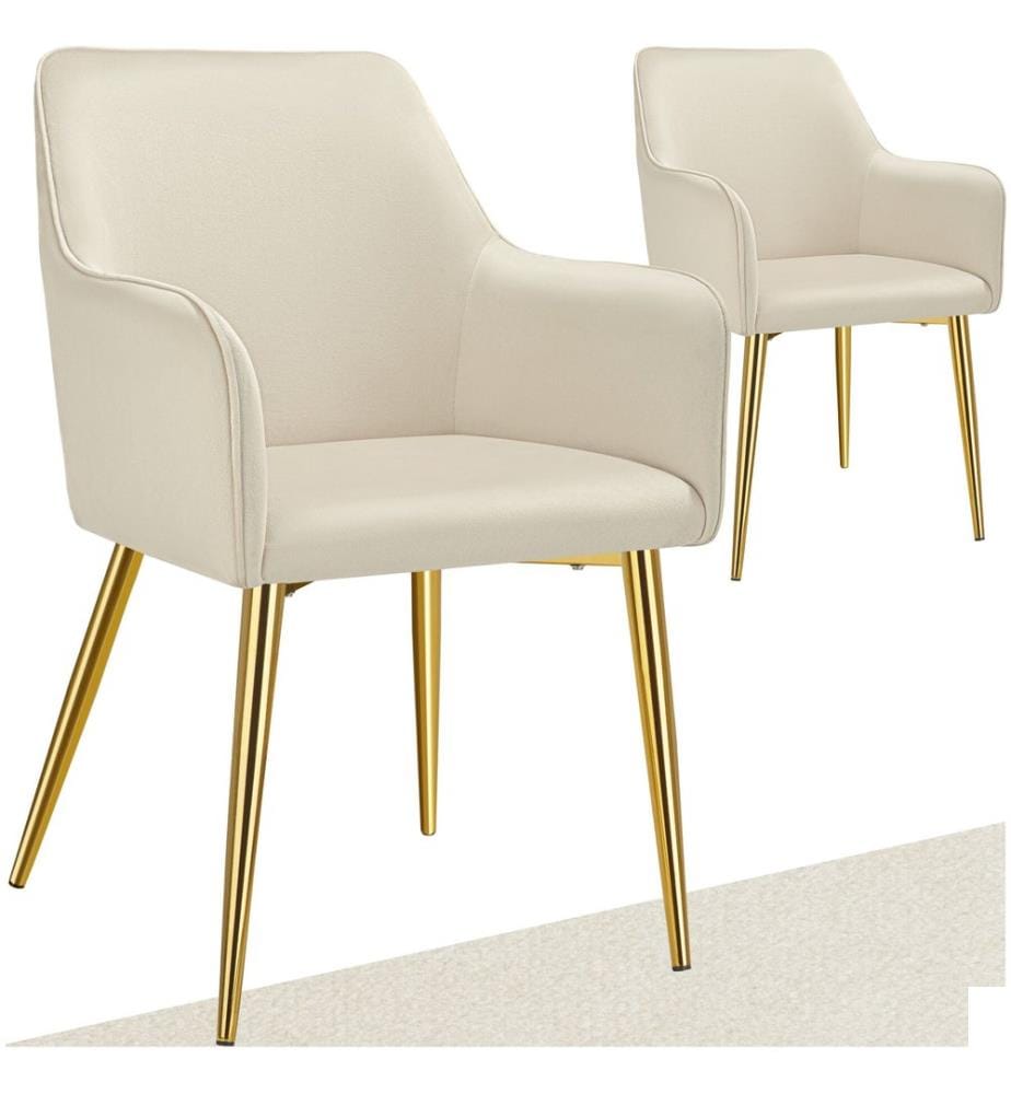 Fauteuil AVANE aspect velours, rembourré - beige, Lot de 2