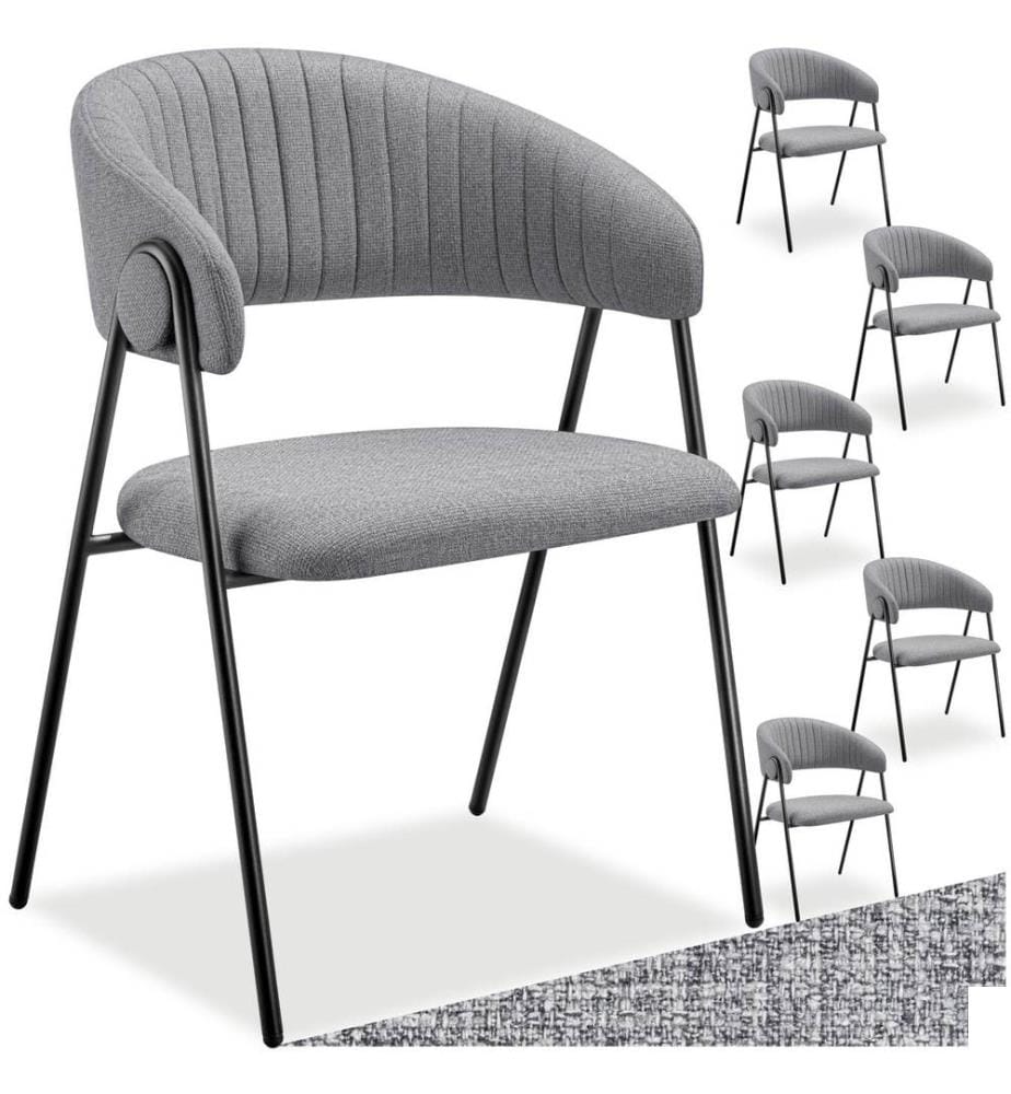 Fauteuil Bedano, rembourré, en tissu, 150 kg - gris, Lot de 6