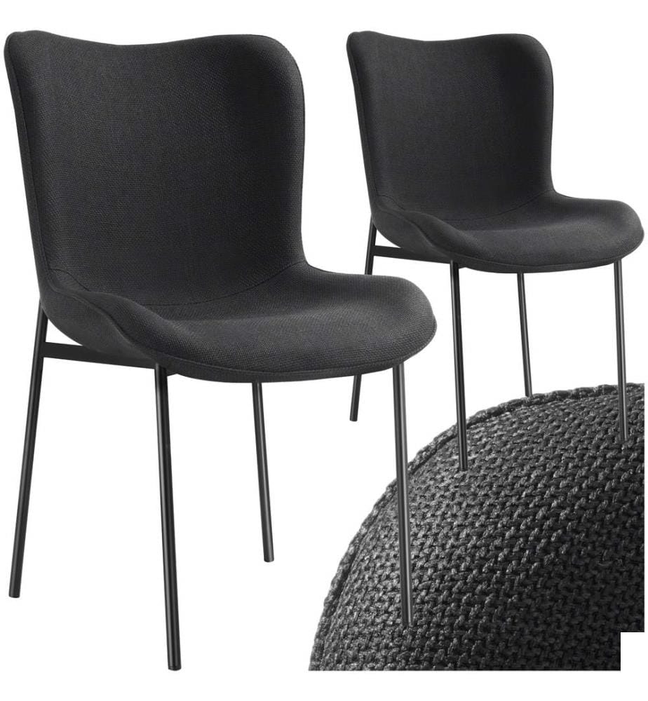 Chaise rembourrée Tessa - Tissu noirnoir, Lot de 2