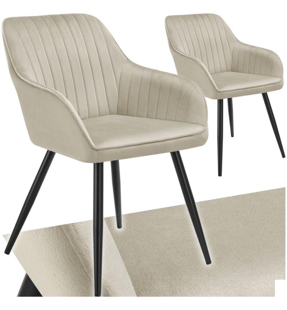 Chaise MARILYN en velours - crèmenoir, Lot de 2
