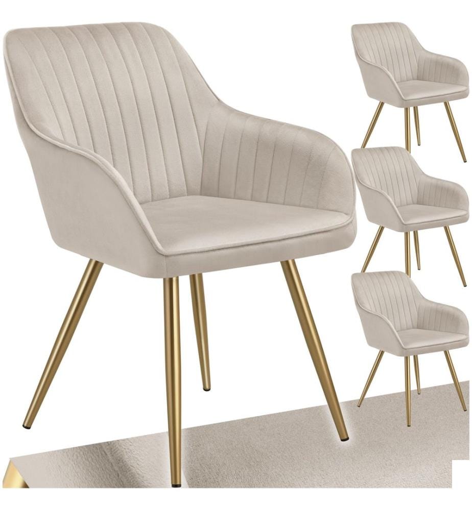 Chaise MARILYN en velours matelassé - taupeor, Lot de 4