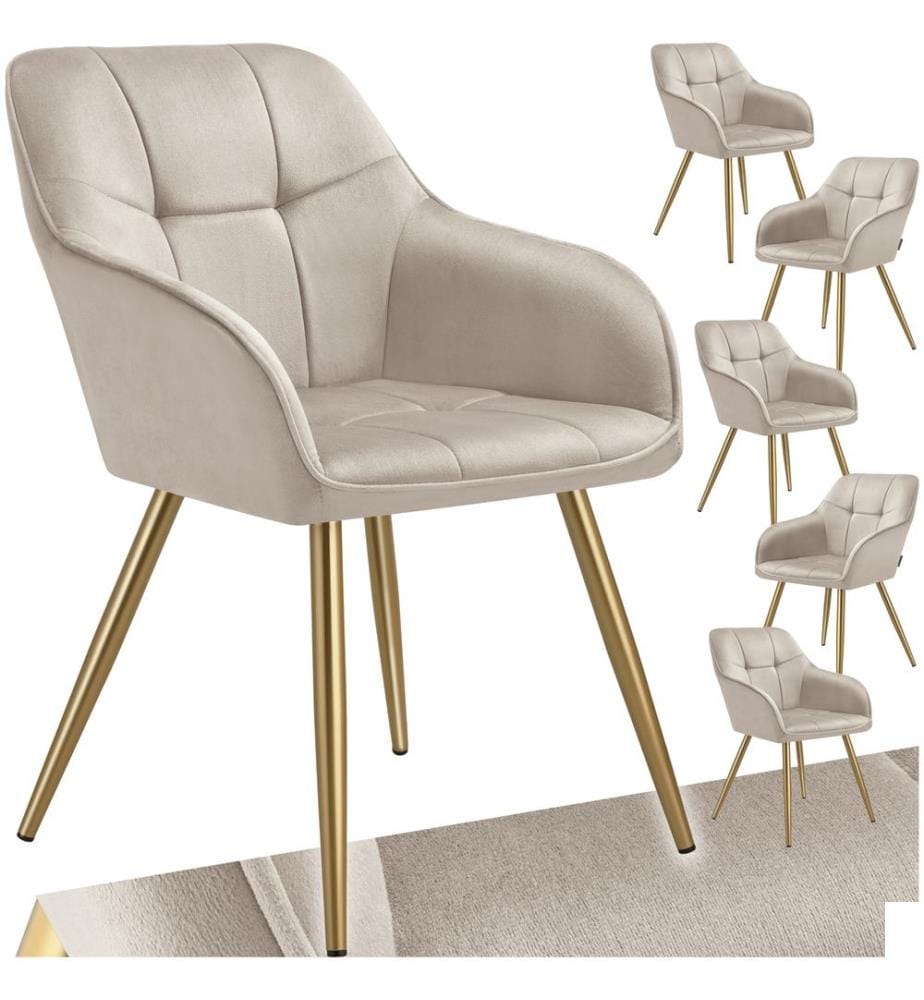 Chaise MARILYN aspect velours capitonné - taupeor, Lot de 6