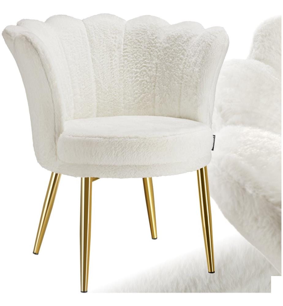 Fauteuil STELLA 67 x 64 x 76 cm - Fourrure synthétique crèmeor