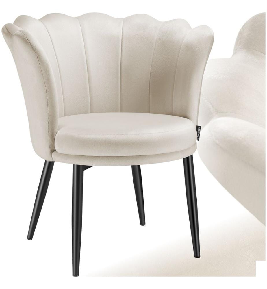 Fauteuil STELLA 67 x 64 x 76 cm - Velours crèmenoir
