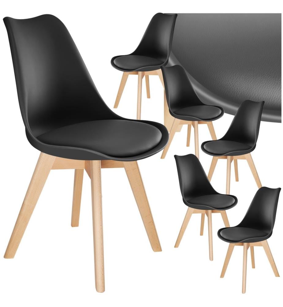 Chaises de salle à manger FRÉDÉRIQUE style scandinave - noir, Lot de 6