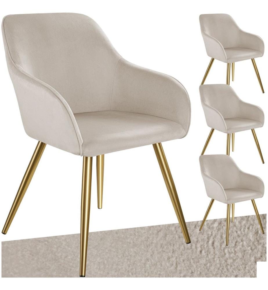 Chaise MARILYN Effet velours style scandinave - taupeor, Lot de 4