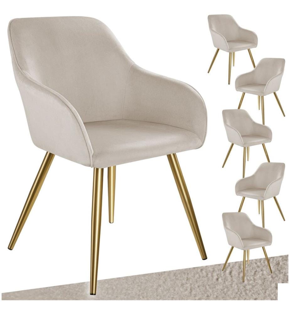 Chaise MARILYN Effet velours style scandinave - taupeor, Lot de 6