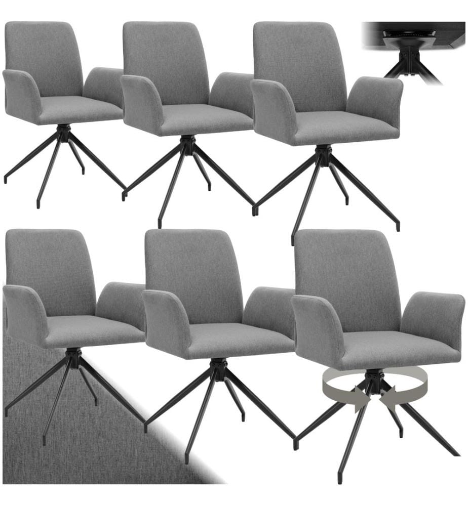 Fauteuil pivotant DAYA rembourré - gris anthracite, Lot de 6