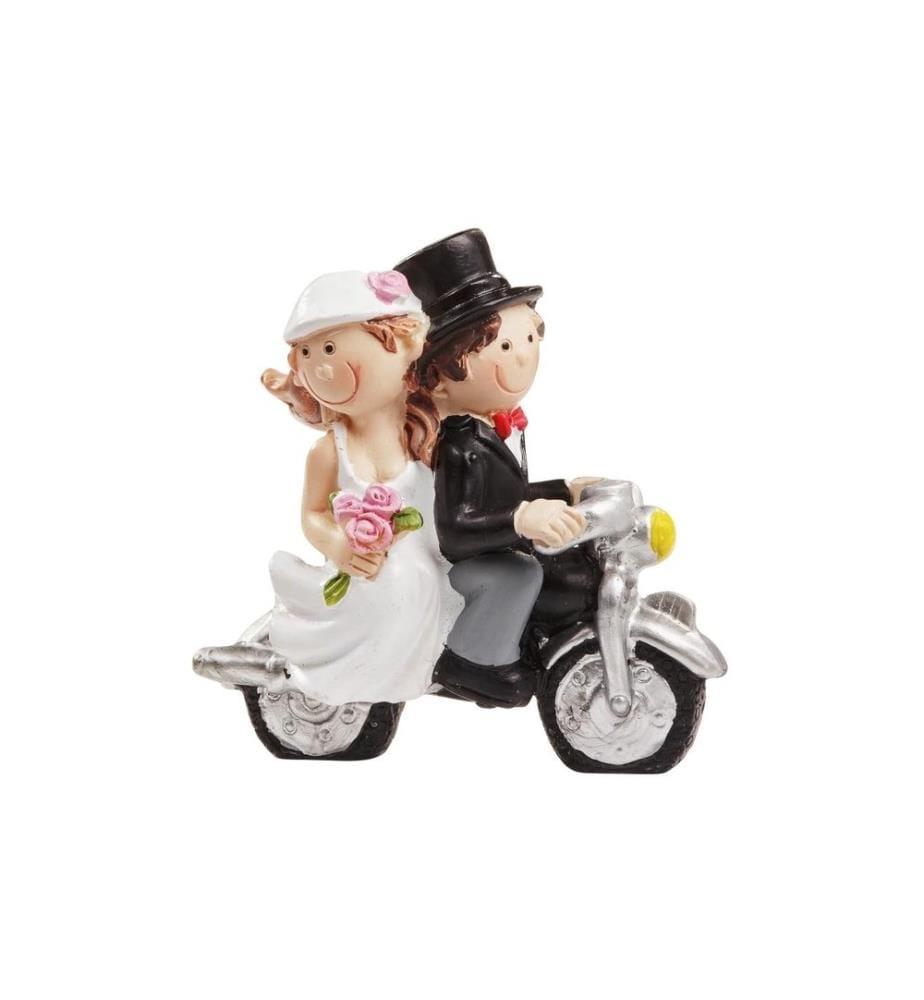 HOBBYFUN - Mini figurine Couple de mariés sur une moto 6 x 5 cm