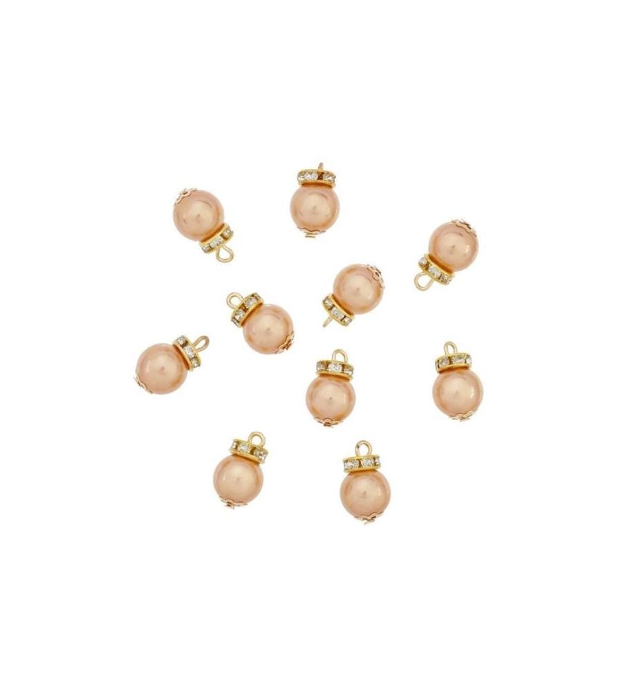 HOBBYFUN - Mini figurine Boules de Noël 1 cm, champagne, 10 pièces
