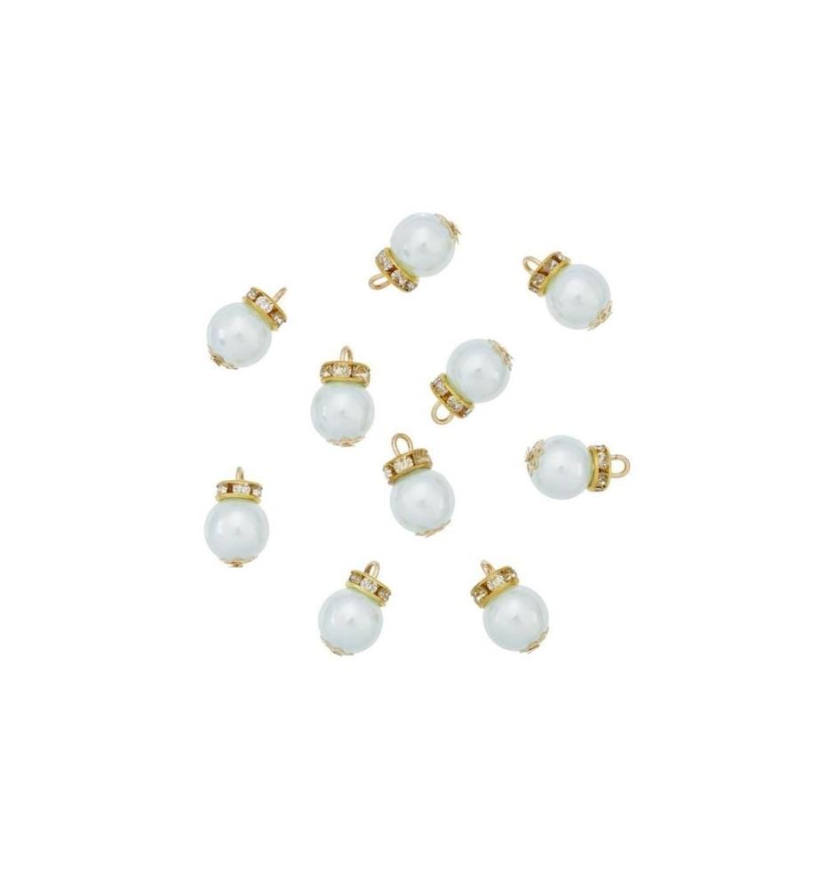 HOBBYFUN - Mini figurine Boules de Noël 1 cm, bleu glacé, 10 pièces