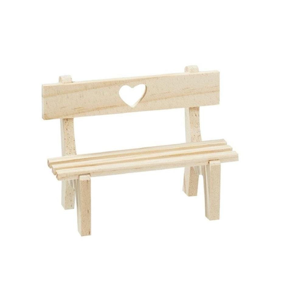 HOBBYFUN - Mini ustensiles Banc en bois avec cur, nature