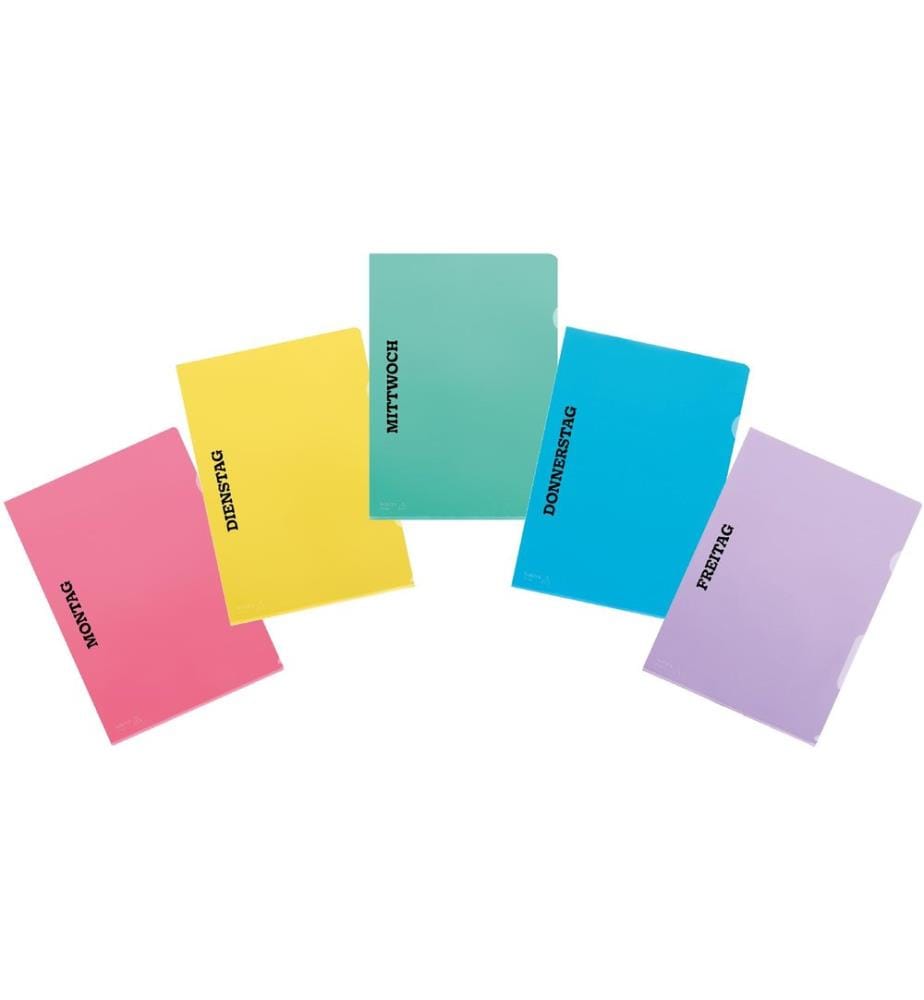 KOLMA - Pochette transparente Jours de la semaine Fashion A4, 10 pièces