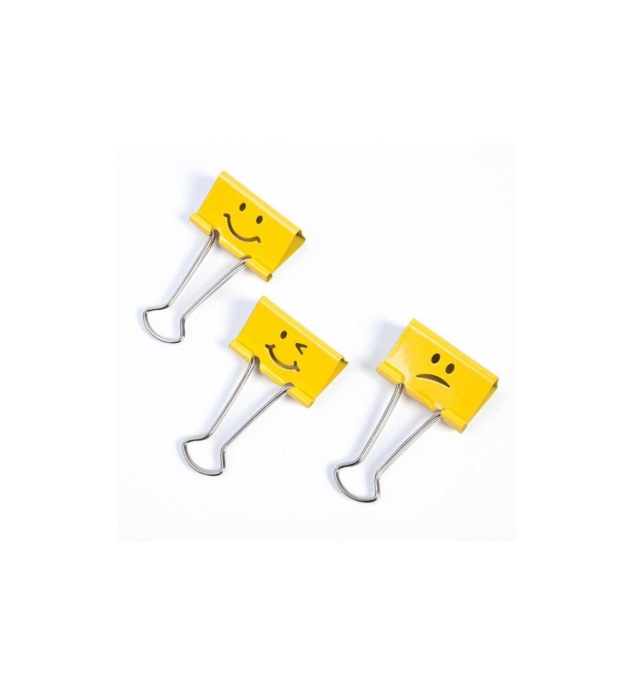 Pinces à papier Rapesco Foldback Emojis 32 mm, Jaune