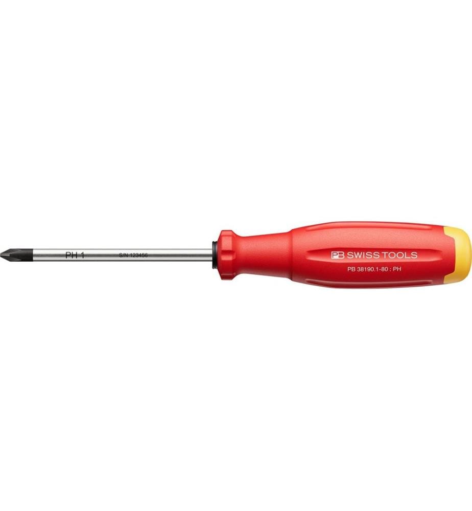 PB Swiss Tools - Tournevis 38190 SwissGrip Evo PH 1 x 80 mm