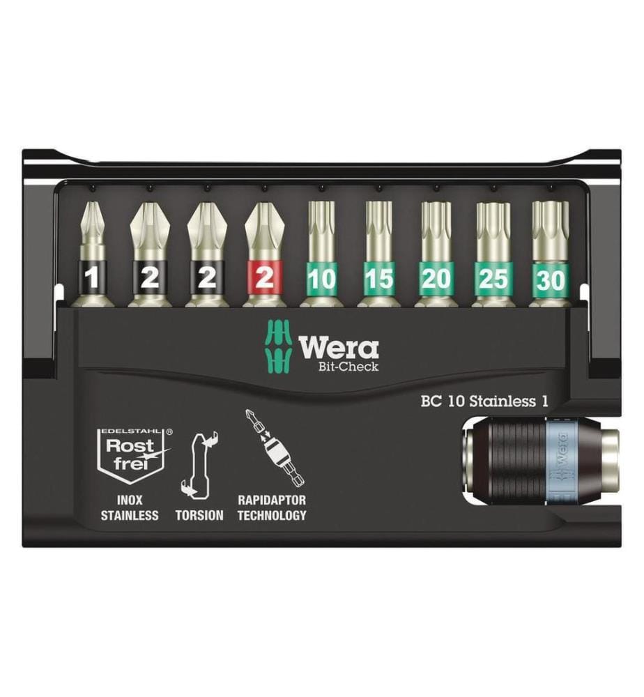WERA - Kits de bits Bit-Check 10 Stainless 1, 10 Pièce/s pièce(s)