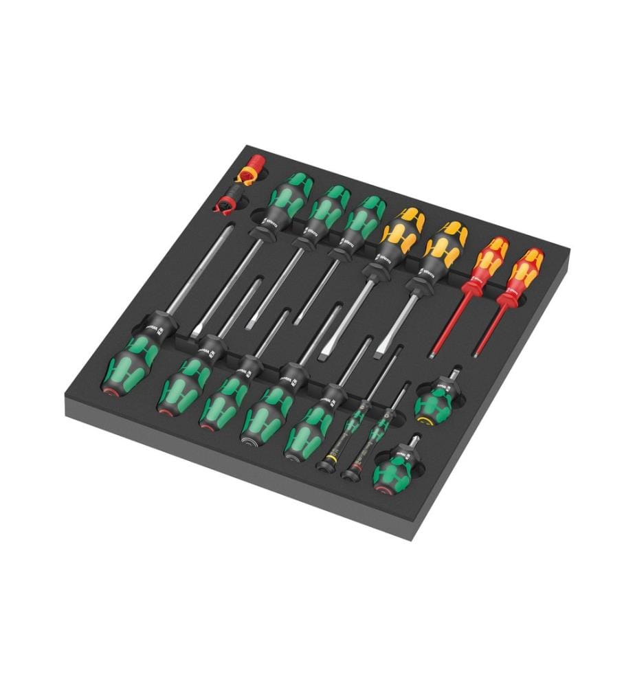 WERA - Jeux de tournevis 9710 Kit de calage en mousse 1, 18 pièces