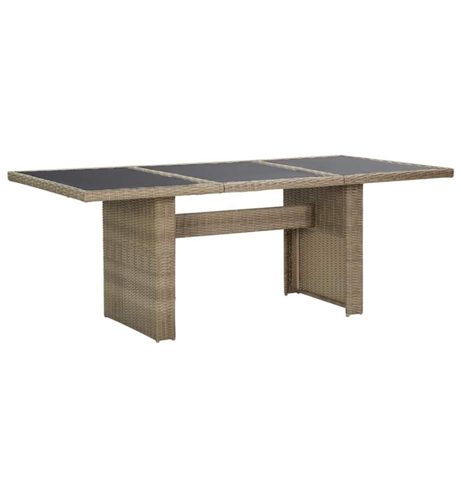 Table à manger Marron 200x100x74 cm Verre et résine tressée