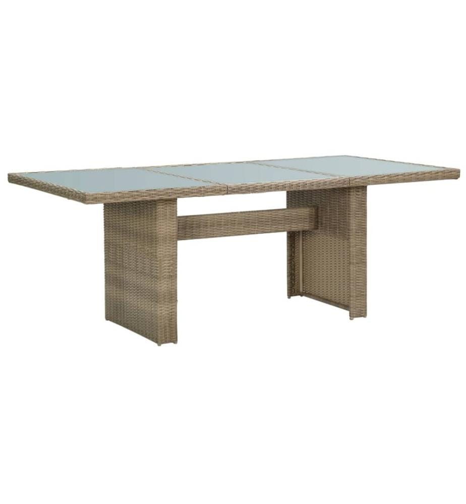Table à manger Marron 200x100x74 cm Verre et résine tressée