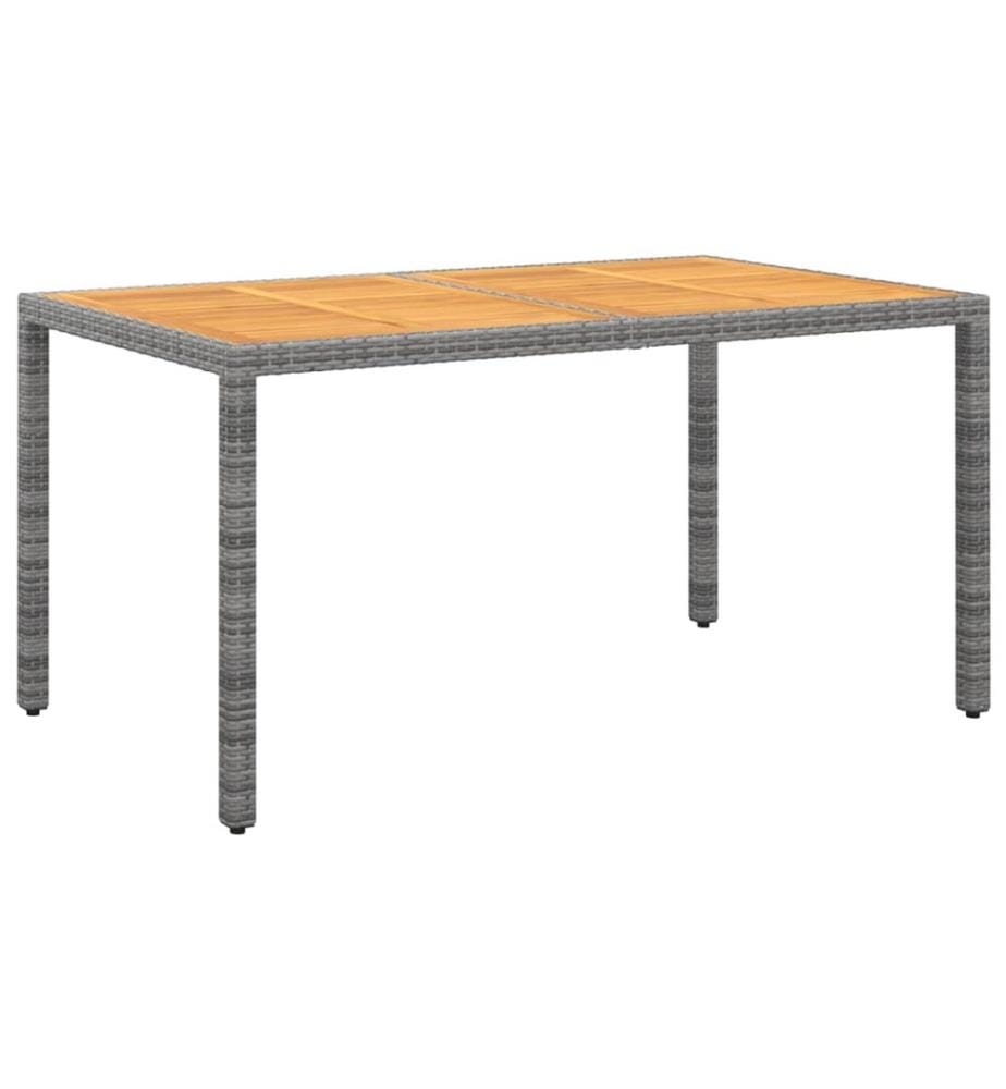 Table de jardin 150x90x75 cm Acacia et résine tressée Gris