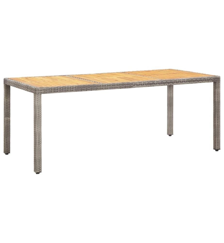 Table de jardin Gris 190x90x75 cm Résine tressée et acacia
