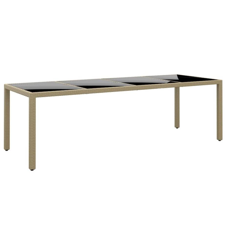 Table de jardin avec dessus en verre beige résine tressée