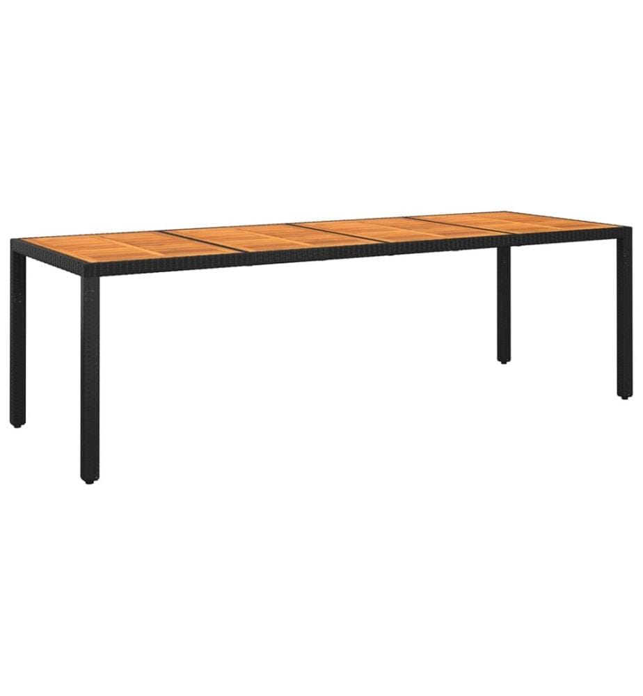 Table de jardin 250x100x75 cm Acacia et résine tressée Noir