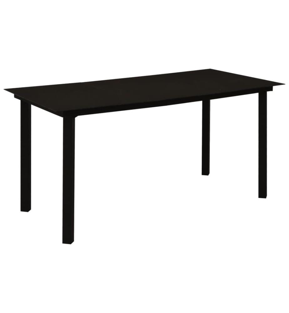 Table à dîner de jardin Noir 150x80x74 cm Acier et verre