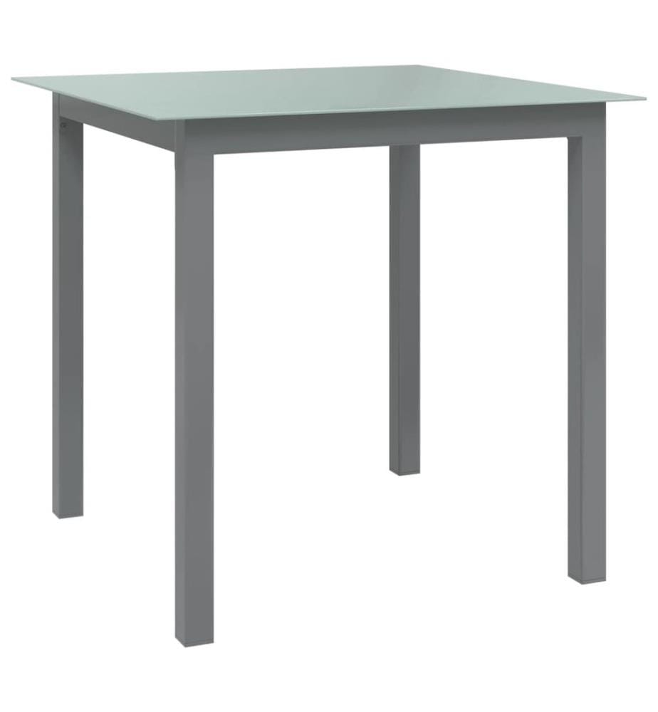 Table de jardin Gris clair 80x80x74 cm Aluminium et verre