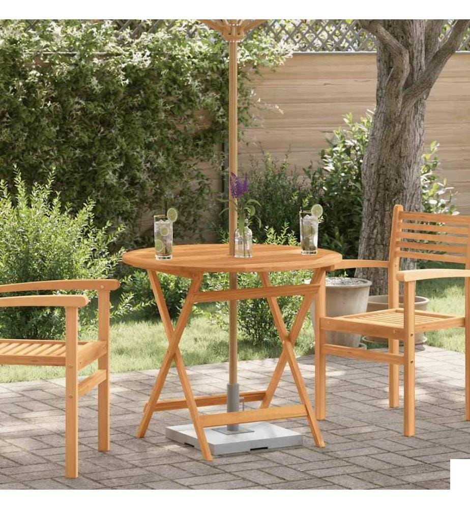 Table de jardin pliable Ø90x75 cm Bois d'eucalyptus solide