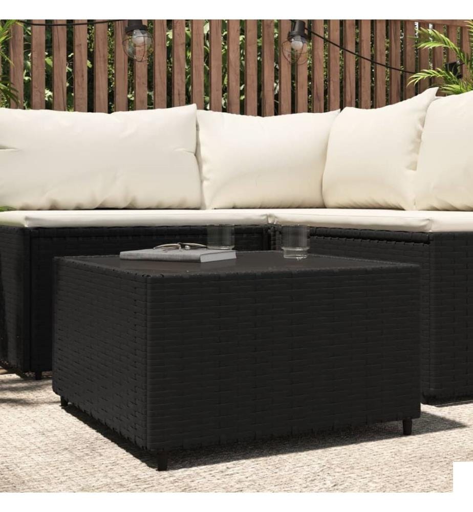 Table basse de jardin Carré Noir 50x50x30 cm Résine tressée