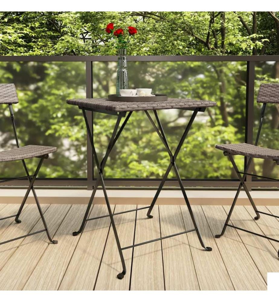 Table de bistrot pliante Gris 55x54x71 cm Résine tressée