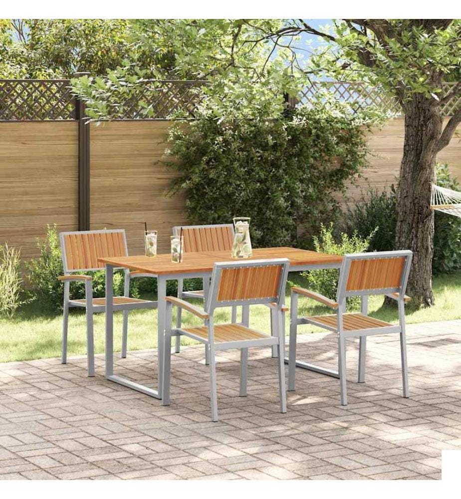 Ensemble de salle à manger pour jardin 5 pcs Gris