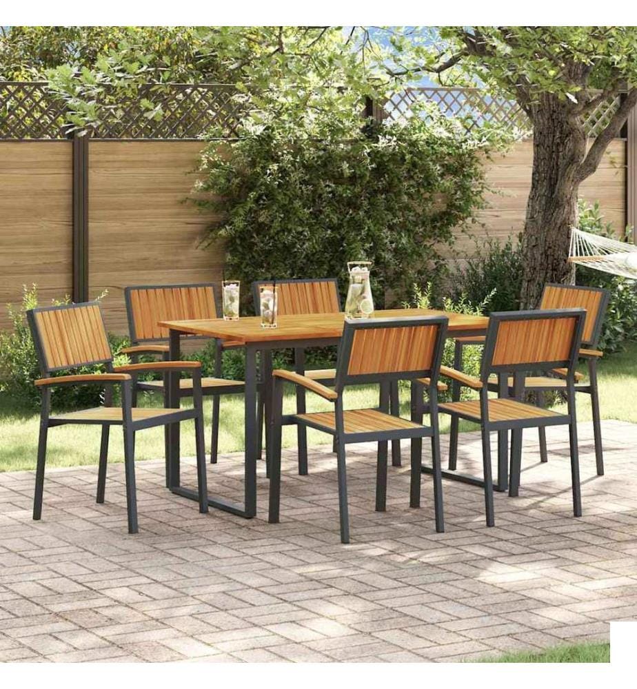 vidaXL Ensemble de salle à manger pour jardin 7 pcs Noir