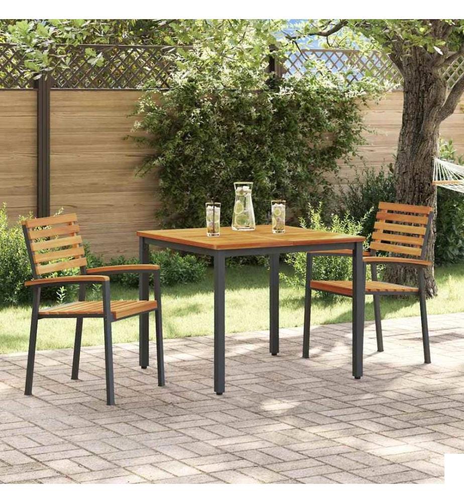 Ensemble de salle à manger pour jardin 3 pcs Noir