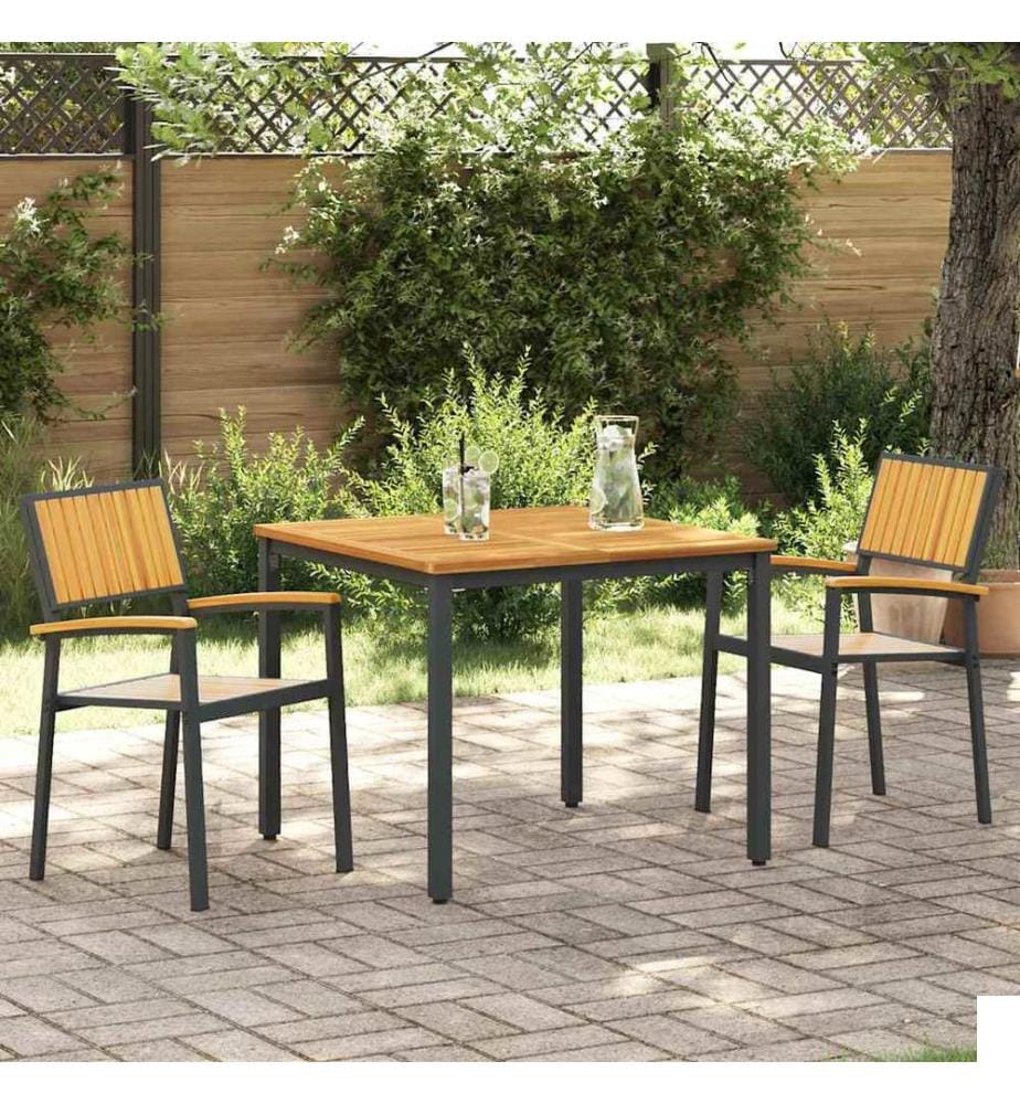 Ensemble de salle à manger pour jardin 3 pcs Noir